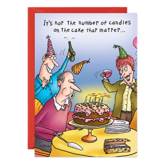 COVER: It's not the number of candles on the cake that matter. . . INSIDE: It's the size of the piece on your plate! Happy 70th Birthday!